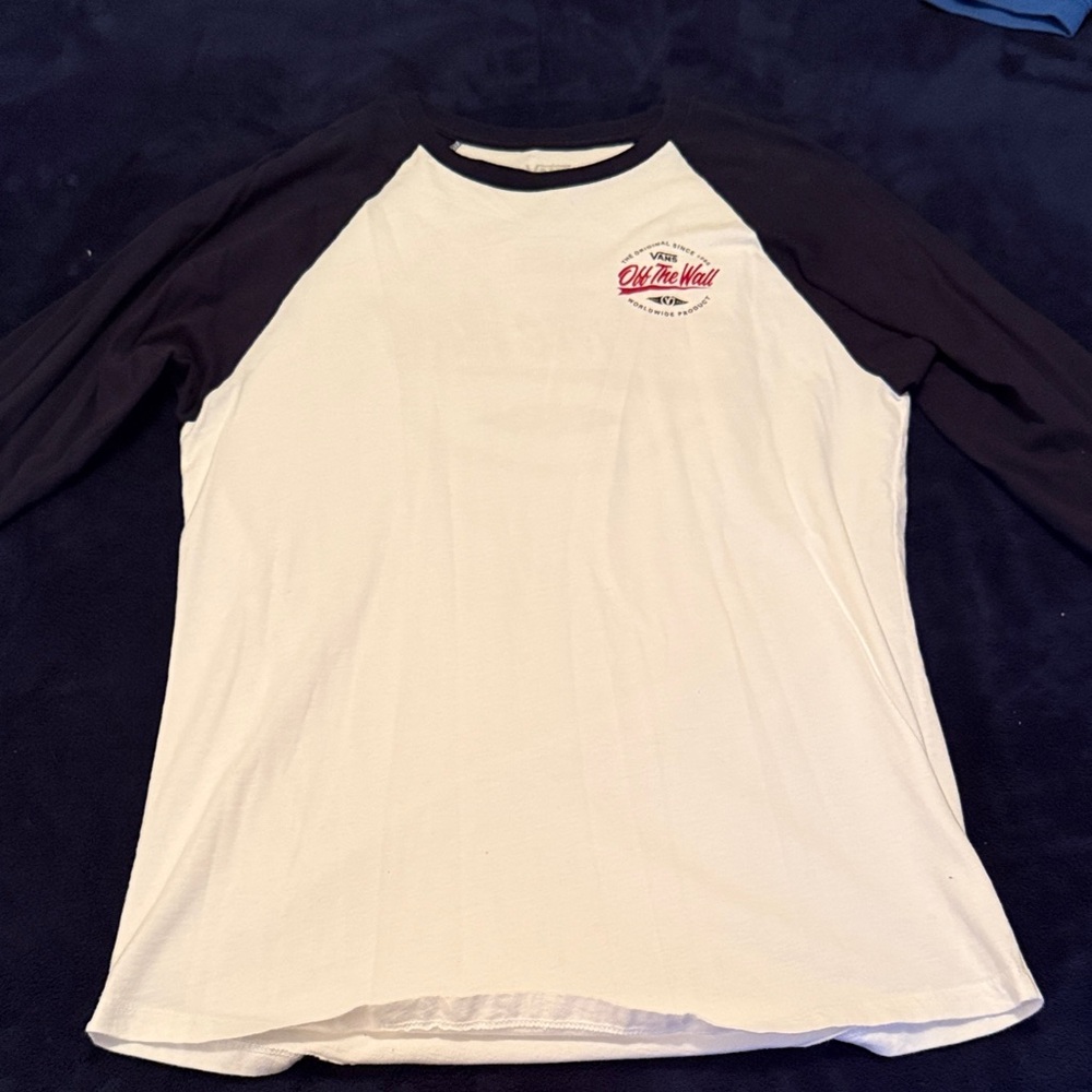Vans Men's White/Black Raglan 3/4 Sleeve Tee - 'Off The Wall'